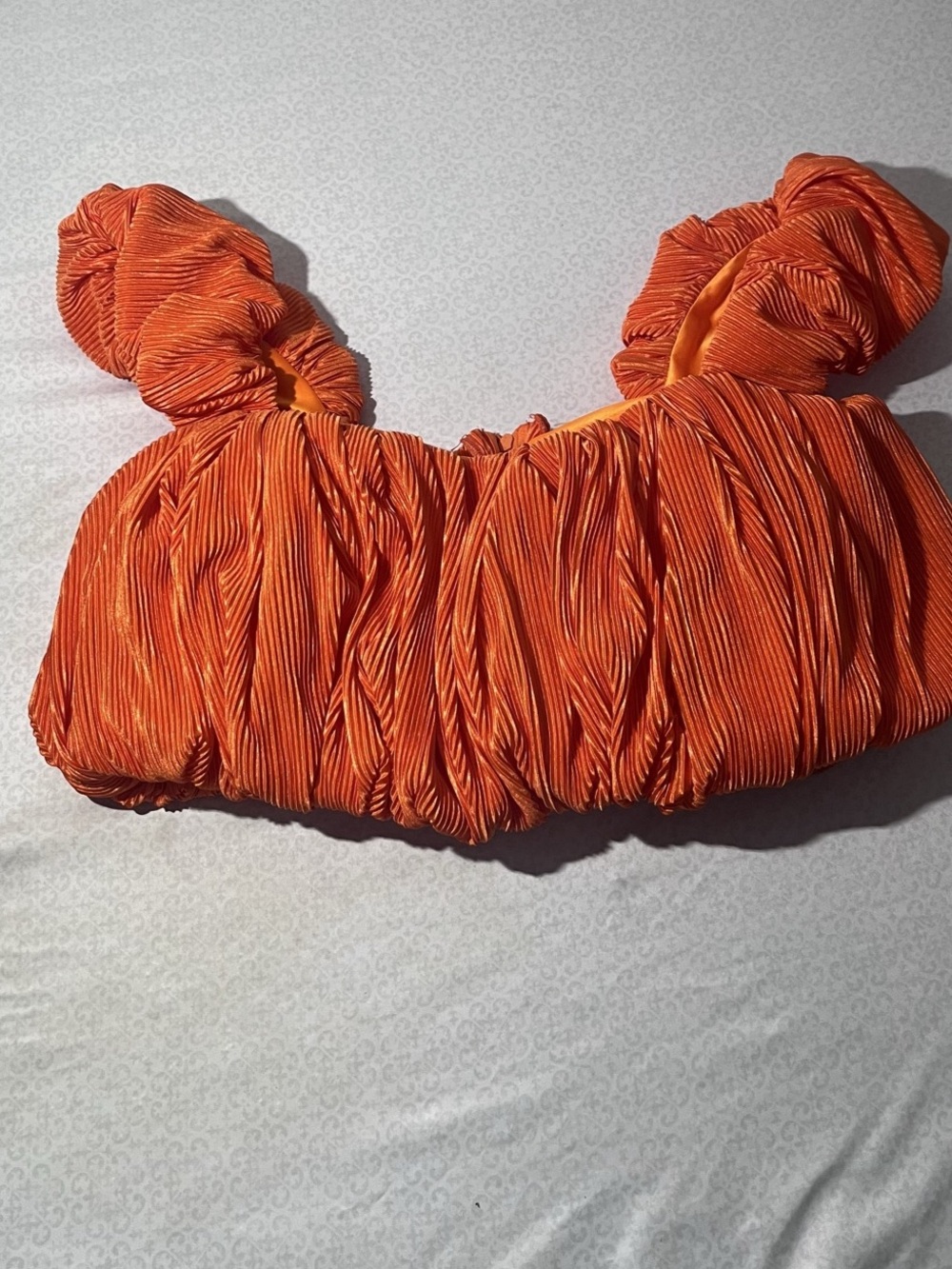 Rendoll Orange Pleated Ruffle Mini Two Piece Set - Picture 4 of 6
